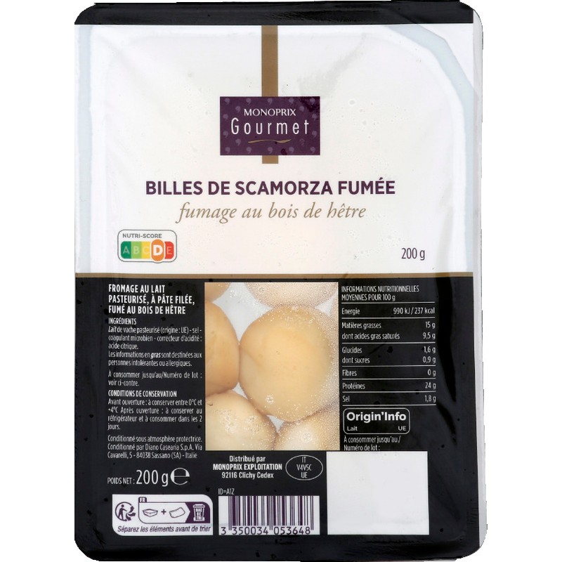 Monoprix Gourmet Billes de scamorza Fumée 200g