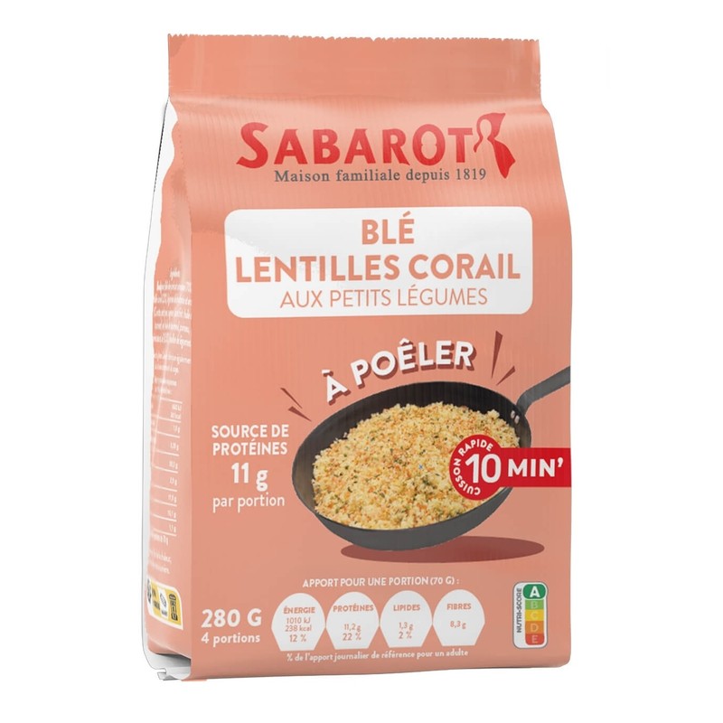 Sabarot Blé Lentilles corail aux petits à Poêler 280g