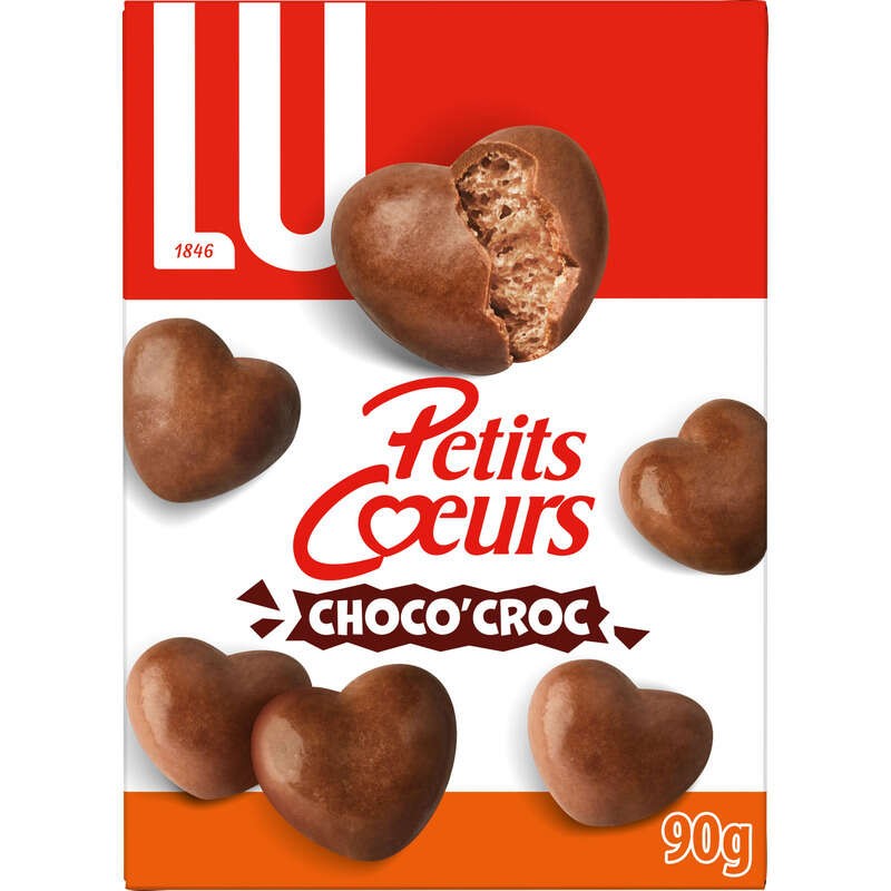 Lu Petits Cœurs Choco'Croc Biscuits enrobés Chocolat au Lait 90g