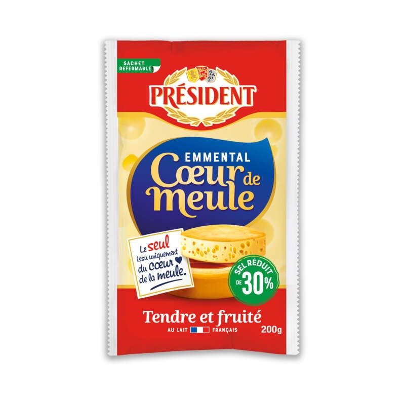 Président Emmental Cœur De Meule Portion -30% De Sel 200g