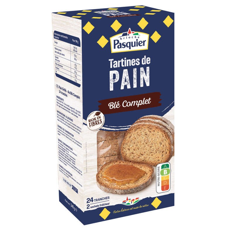 Pasquier Tartines De Pain Blé Complet 240g