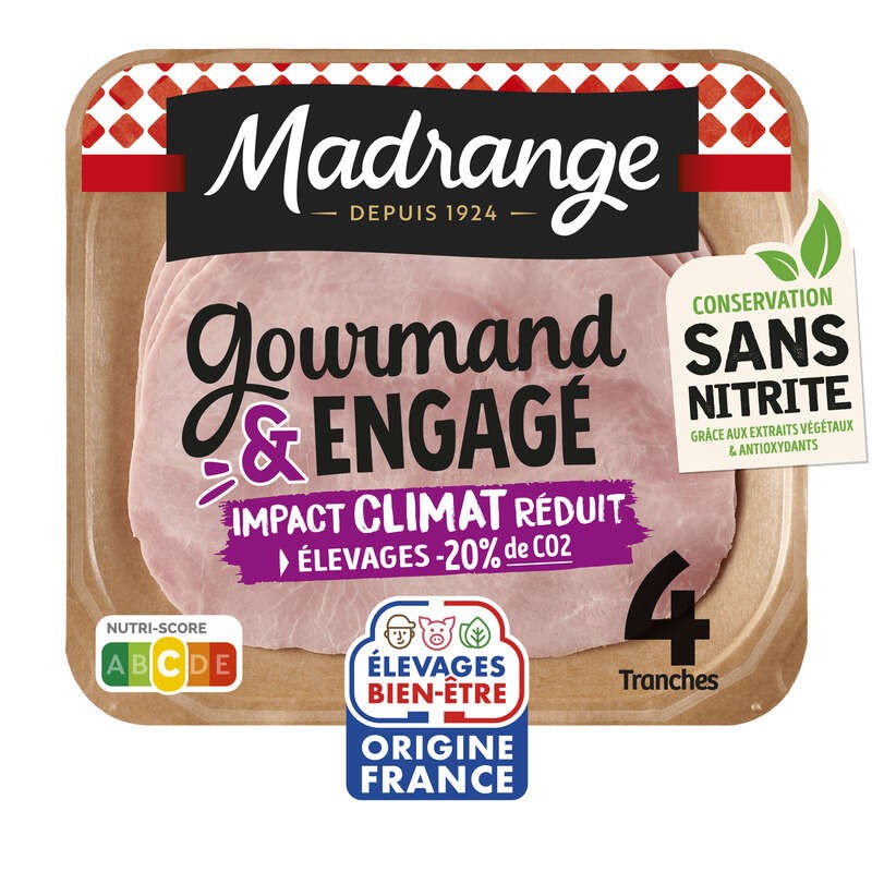 Madrange Le jambon supérieur réduit découenné dégraissé x4 Tanches 140g