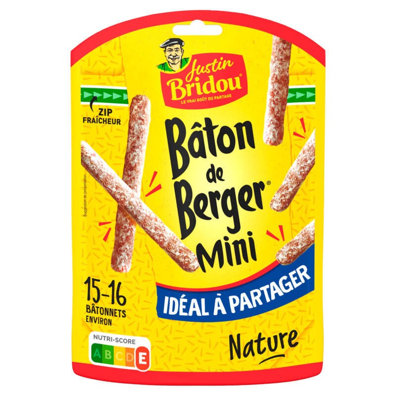 Justin Bridou Mini Bâton Saucisson Sec Nature Sachet x15 160g