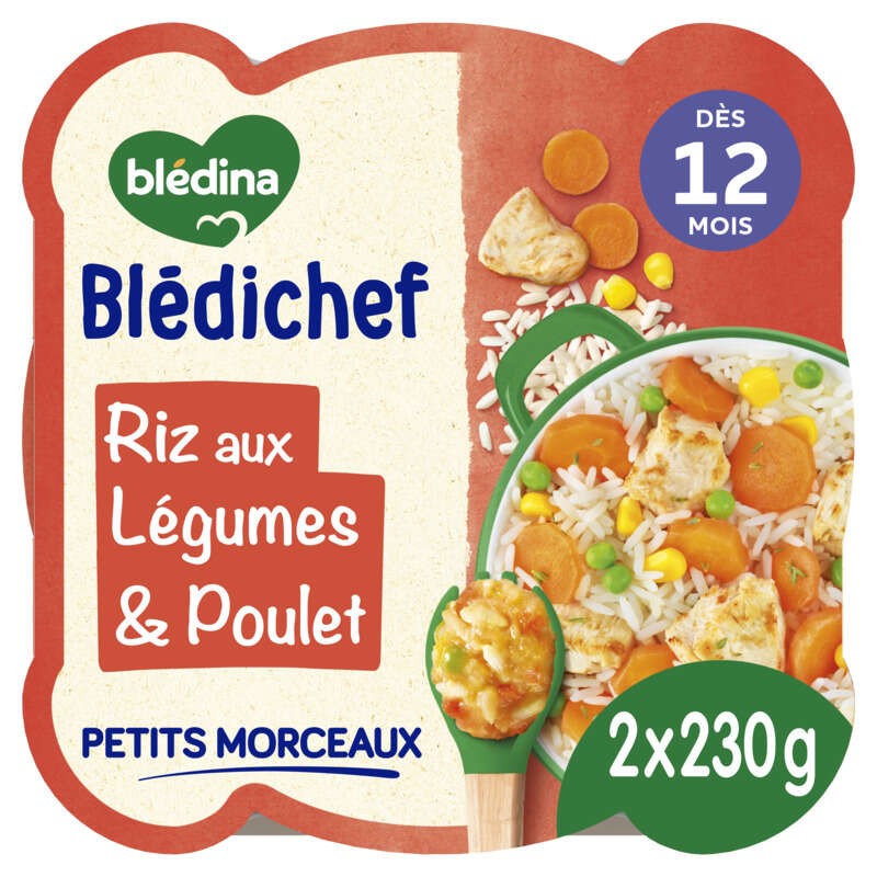 Blédina Bledichef Plat riz aux légumes et poulet dès 12 Mois 2x230g