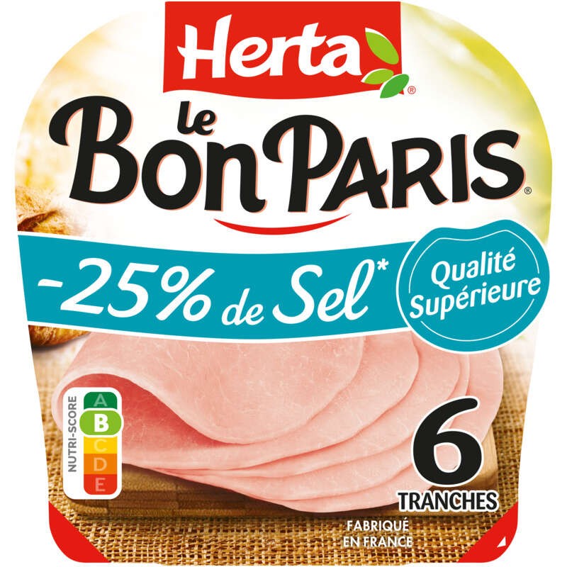 Herta Le Bon Paris Jambon avec moins de 25% de sel x6 210g