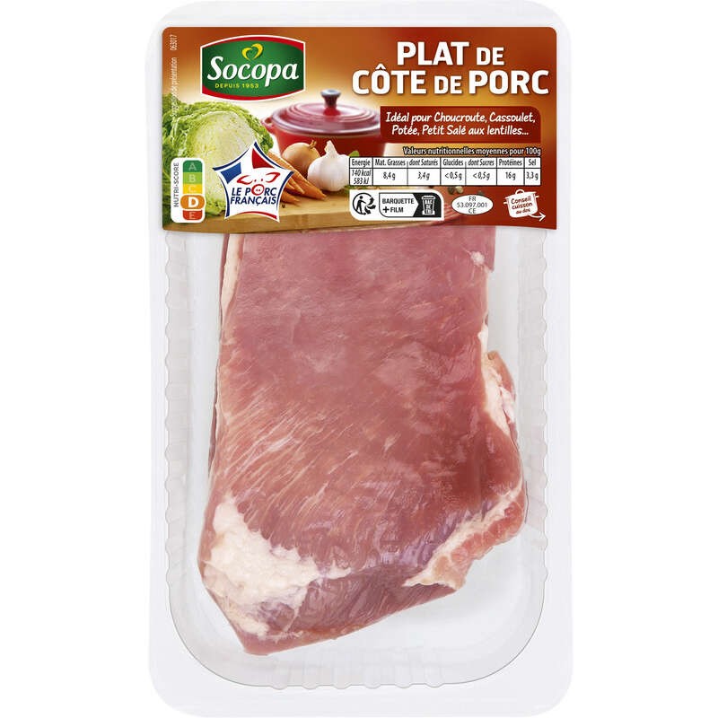 Socopa Plat de côte de porc Demi Sel 800g