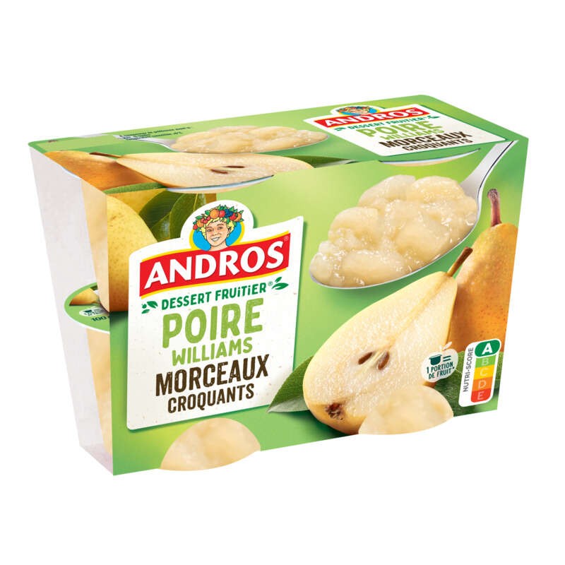 Andros Compote Poire morceaux croquants 4x100g