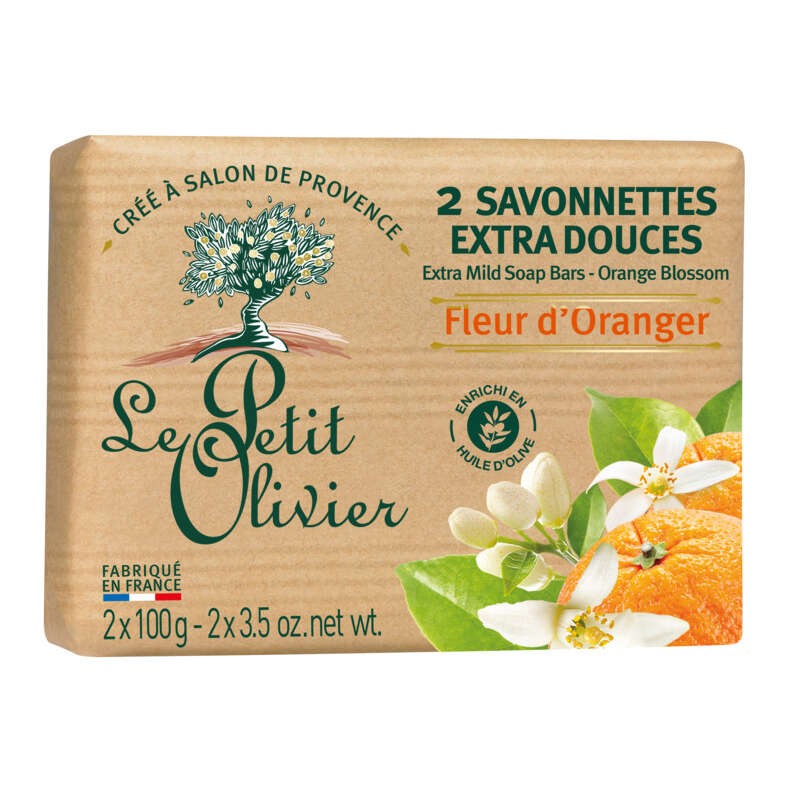 Le Petit Olivier 2 Savonnettes Extra Douces Fleur d'oranger - 2x100g