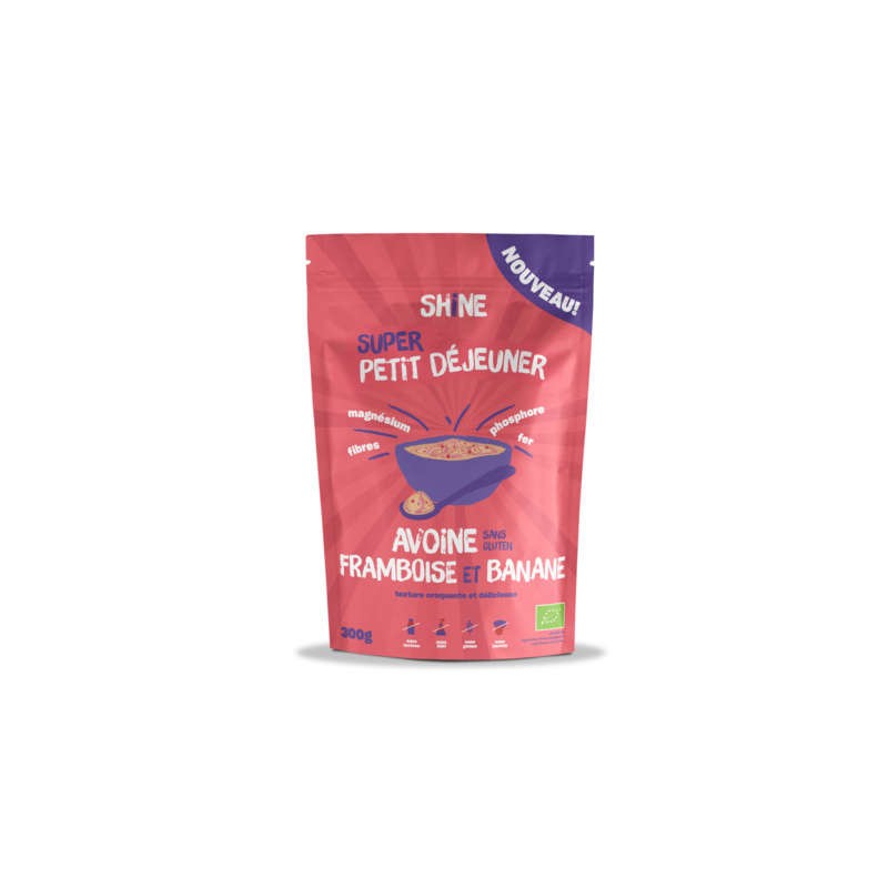 Shine Petit Déjeuner Avoine Framboise & Banane Sans Gluten Bio 300g