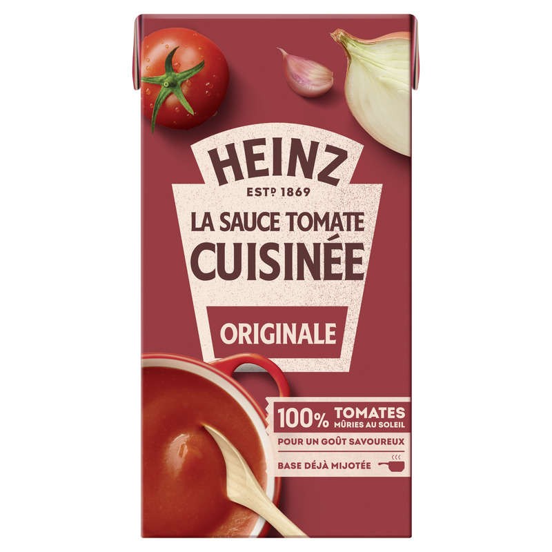 Heinz La Sauce Tomate Cuisinée Ail & Oignons Brique 520g