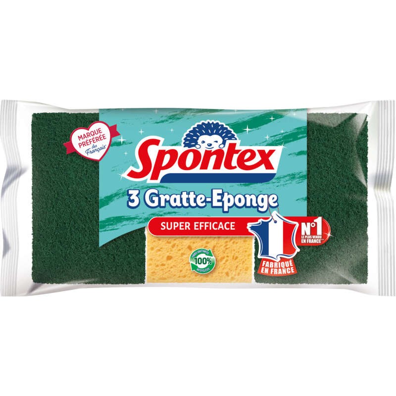 Spontex Gratte-Eponge Super Efficace x3