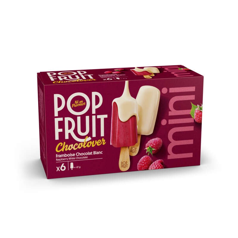 Pop Fruit Mini bâtonnet Chocolover sorbet framboise chocolat blanc 6x47g