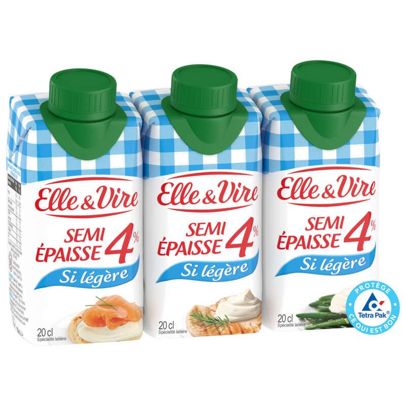 Elle & Vire Crème Semi Epaisse 4% 3x20cl