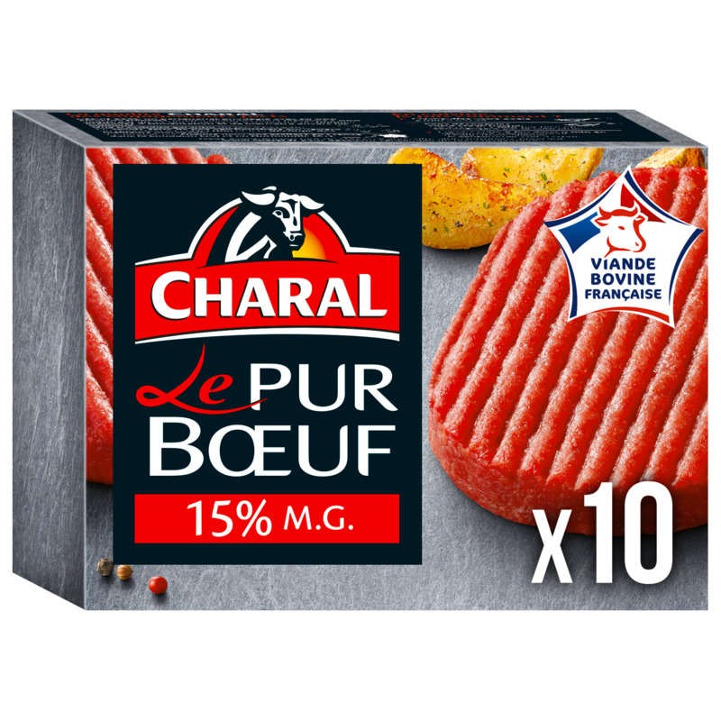Charal Steak haché Le pur Bœuf 15% de Mg 10x100g