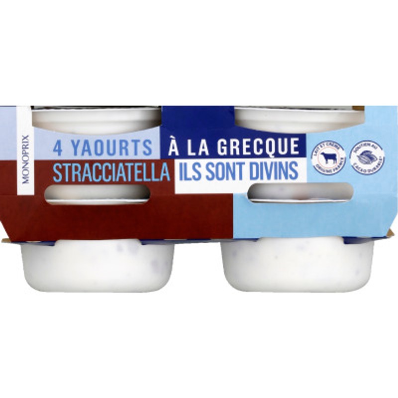 Monoprix Yaourt à la Grecque Stracciatella 4x150g