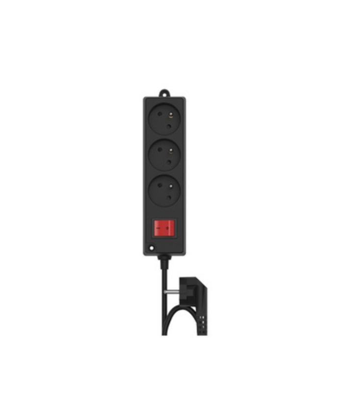 Bloc multiprise 3 prises 2P+T 3M noir