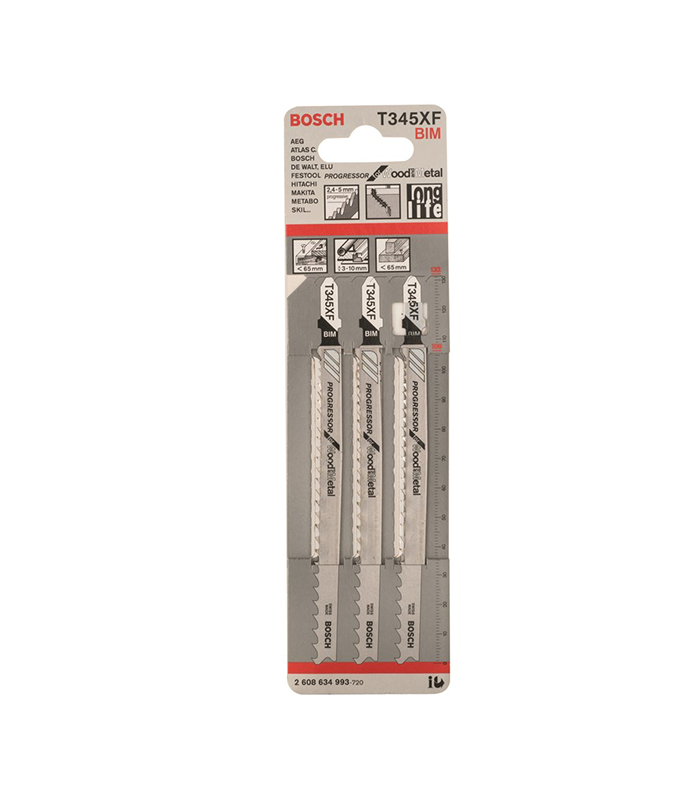 Jeu 3 lame de scie sauteuse t345xf BOSCH acc