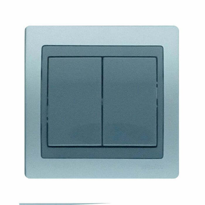 Double va & vient gris argent jade+plaque