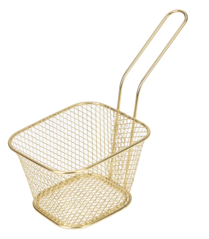 Panier De Frites En Métal Dore 10X8.5X7Cm