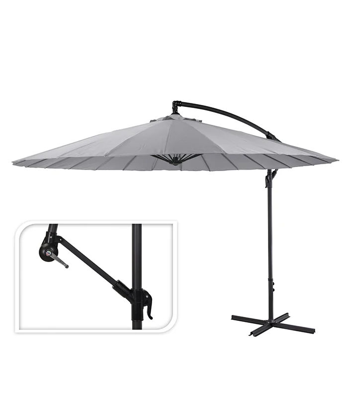 Parasol De Jardin Shanghai Déporté 300 Cm Gris Clair