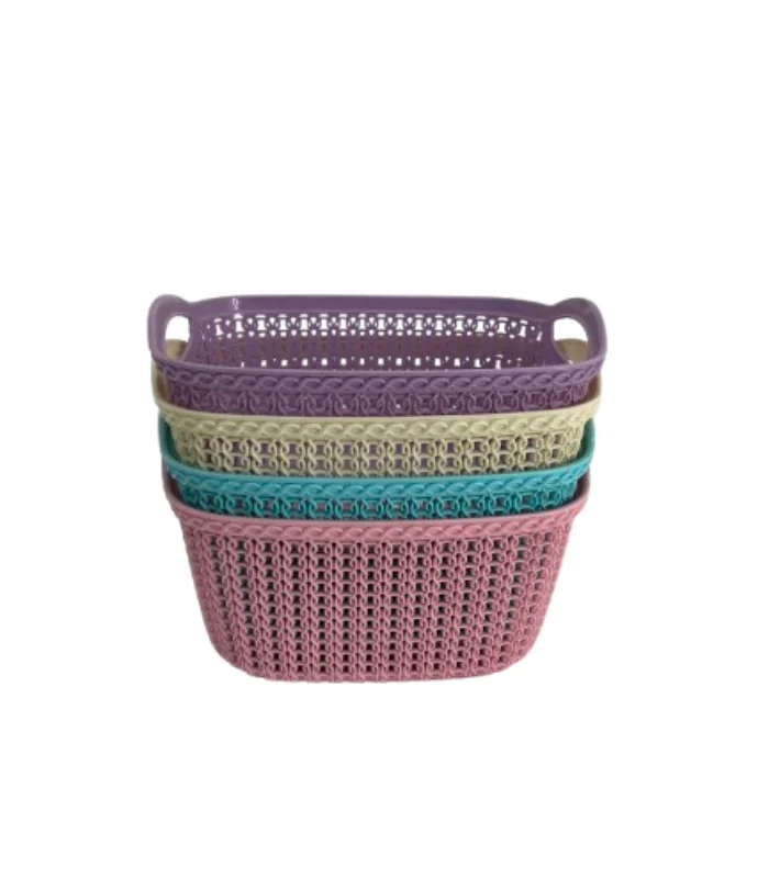 Panier tresse rectangulaire en plastique