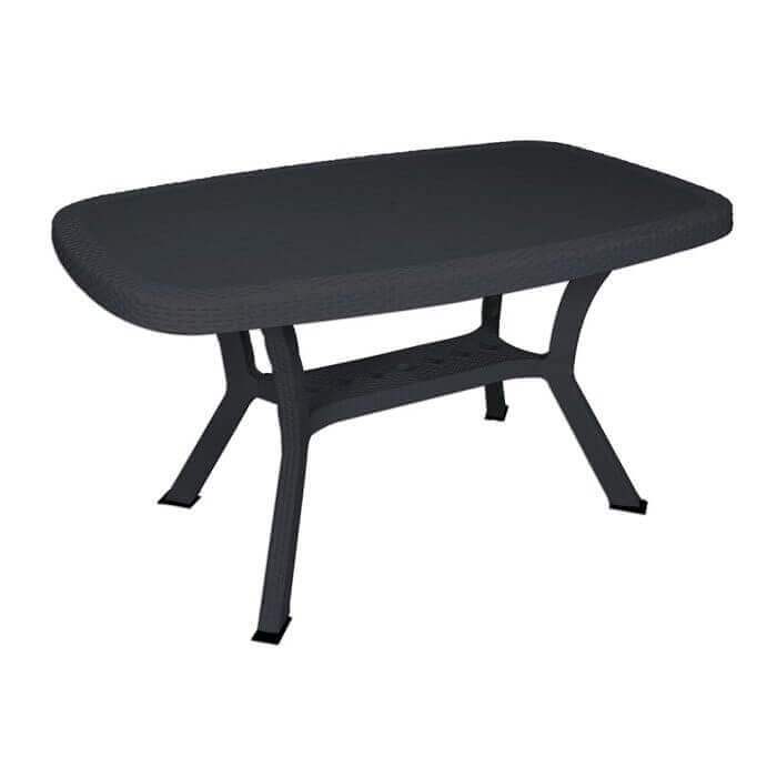 Table de jardin en résine tulipe ovale anthracite 136×82 cm