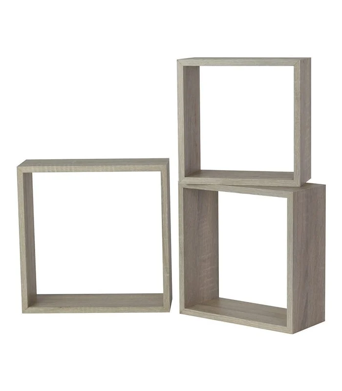 Set De 3 Cubes Murales Décoratifs Chêne Sanoma