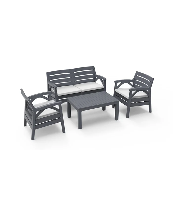 Salon De Jardin 4 Places Avec Table Anthracite