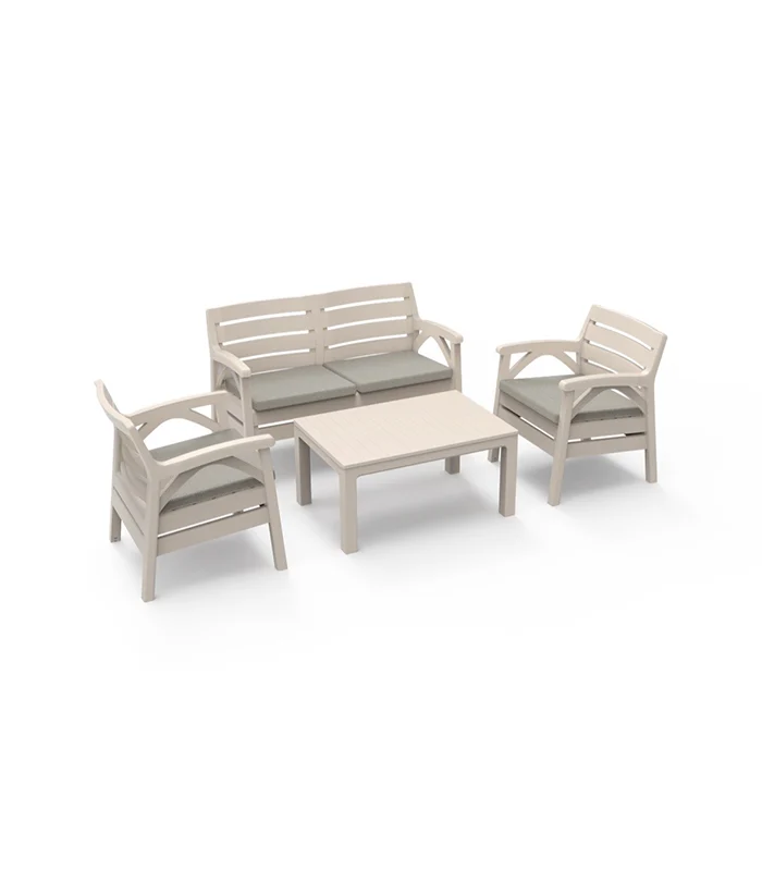 Salon de Jardin 4 places cappuccino +table
