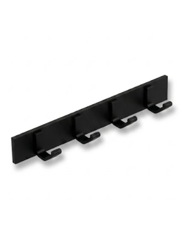 Porte-Manteaux 4 Supports Aluminium Simple Noir