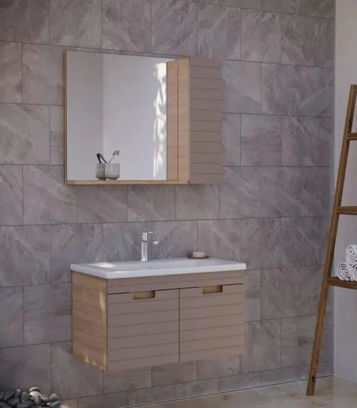 Meuble Salle De Bain Vega 80 Cm Taupe Mat