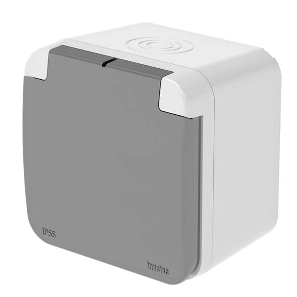 Prise Bipolaire + Terre Gris Foncé Tropic Ip55 Apparent