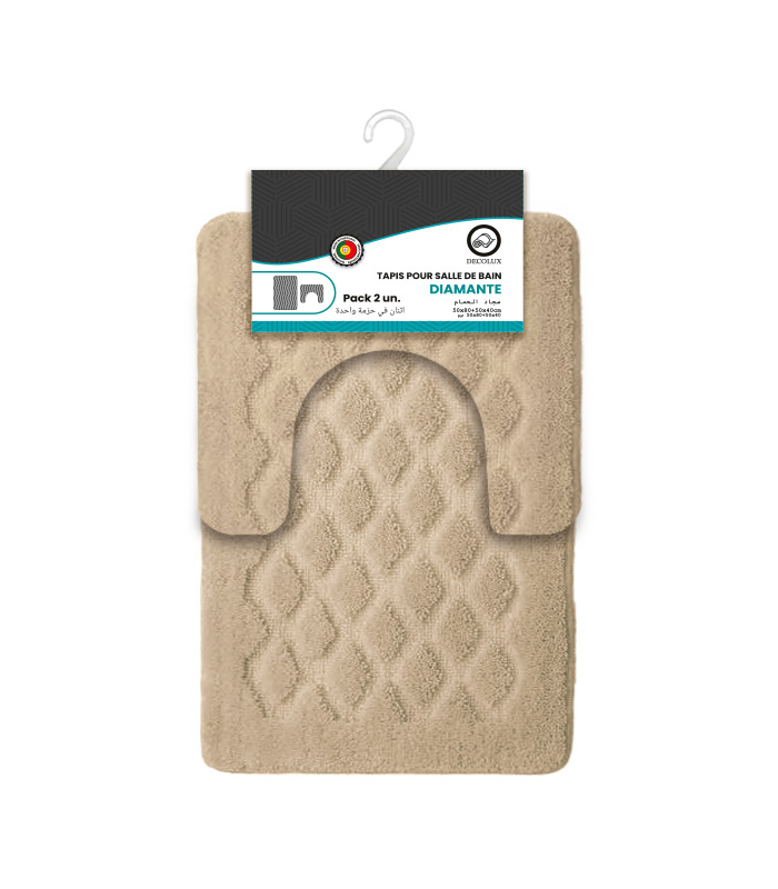 Set De 2 Tapis Salle De Bain 80×50 Et 50×40 Cm Beige