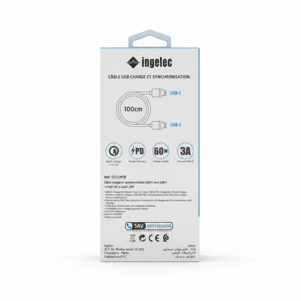 CÂBLE TYPE C – TYPE C TPE 1M