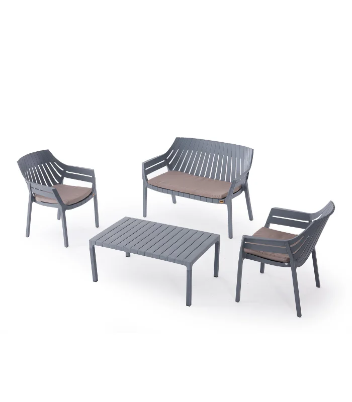 Salon De Jardin Hilton Avec Coussin Gris