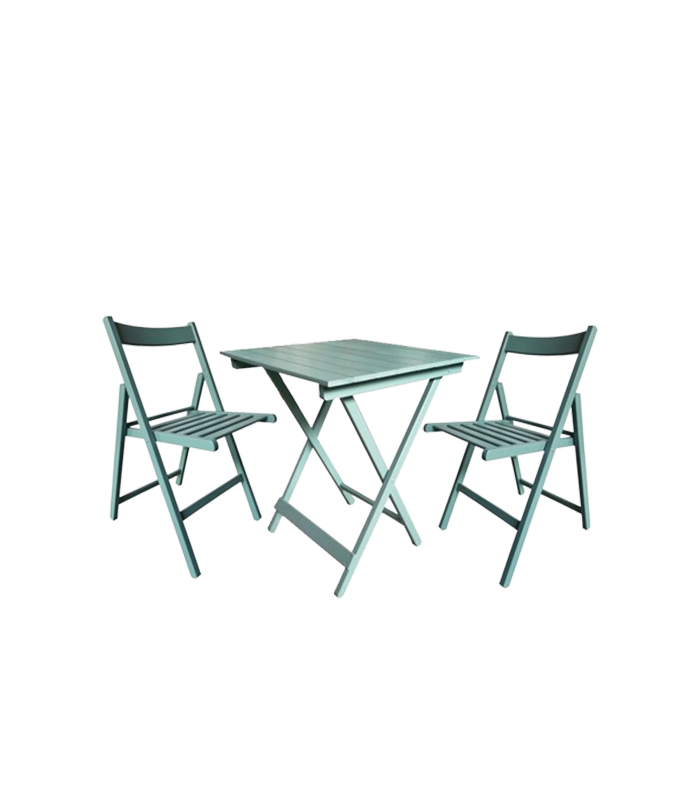 Set Bistro Table Carrée Avec 2 Chaises En Bois Acacia Vert Clair