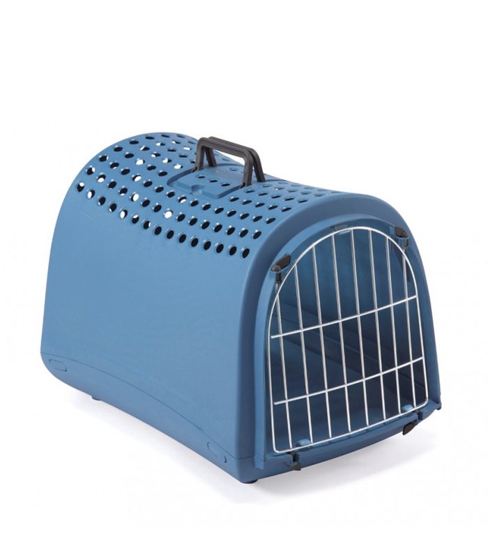 Cage de transport pour chat 52,5x32x34,5 cm bleu