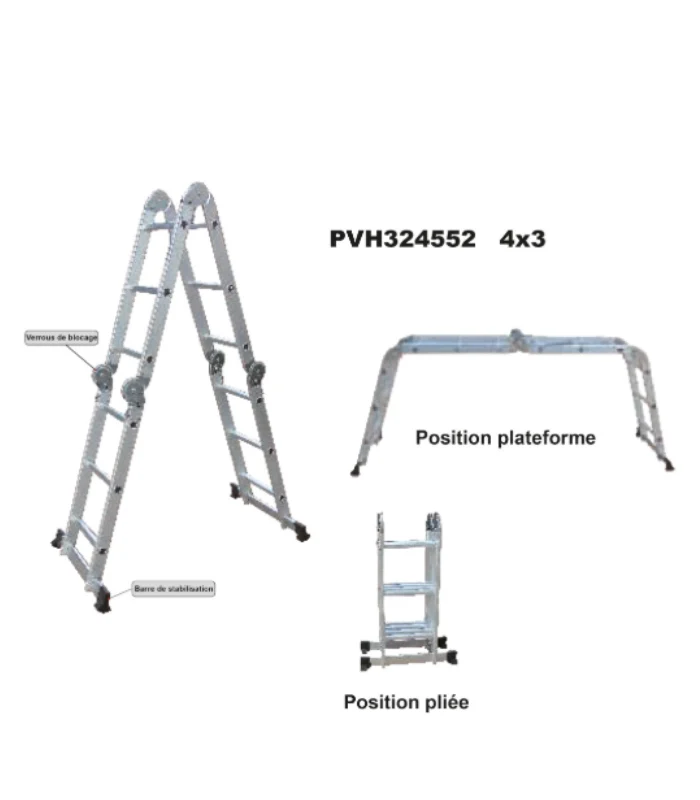 Échelle pliante articulée en aluminium 4×3