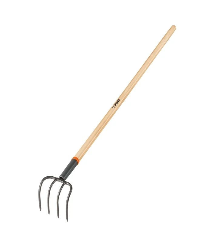 Râteau De Jardin À 4 Dents Avec Manche En Bois