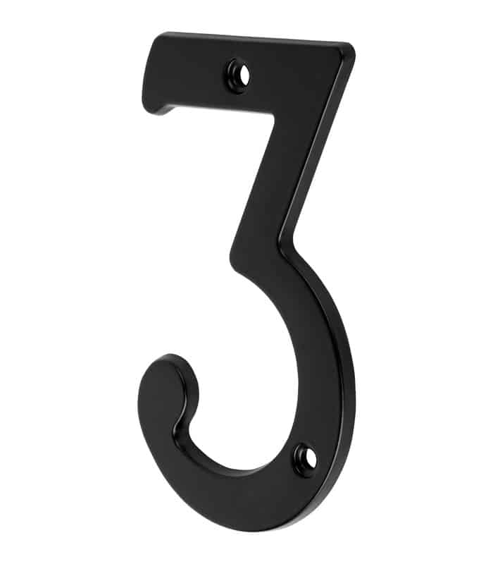 Numéro 3 En Laiton Massif Noir