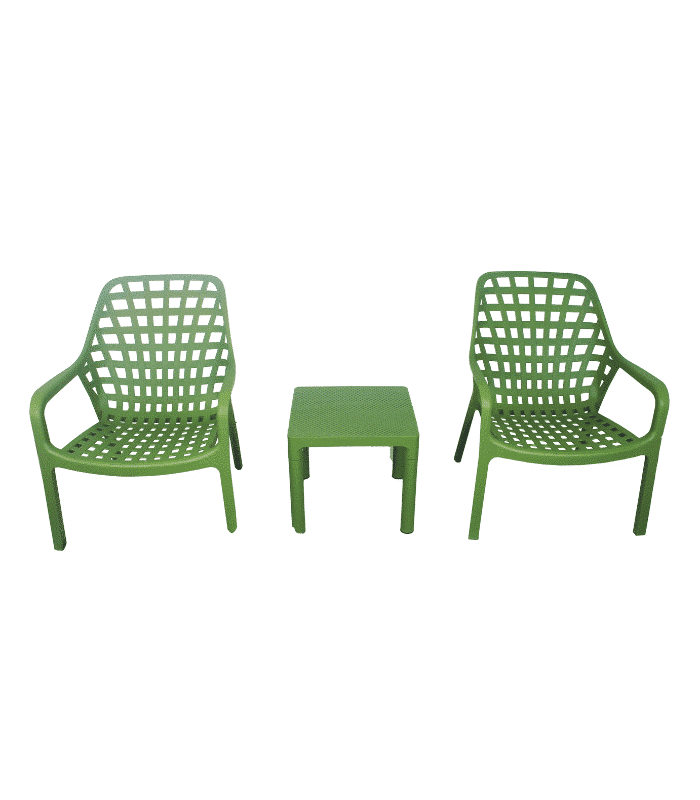 Set 2 Chaises Avec Table 45X45X40 Cm En Polypropylène Vert