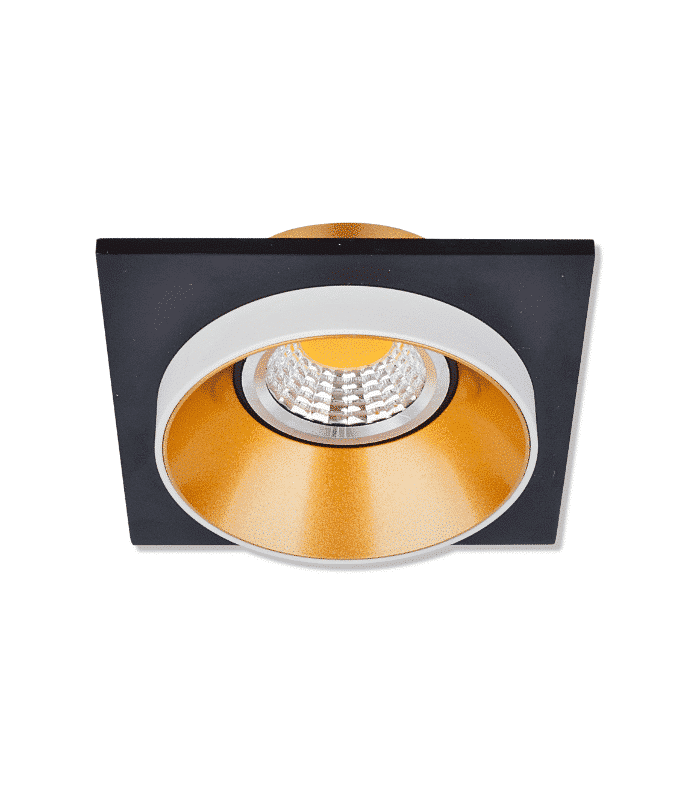 Spot carré en aluminium encastrable 92x92x38mm gu10 noir/blanc/doré