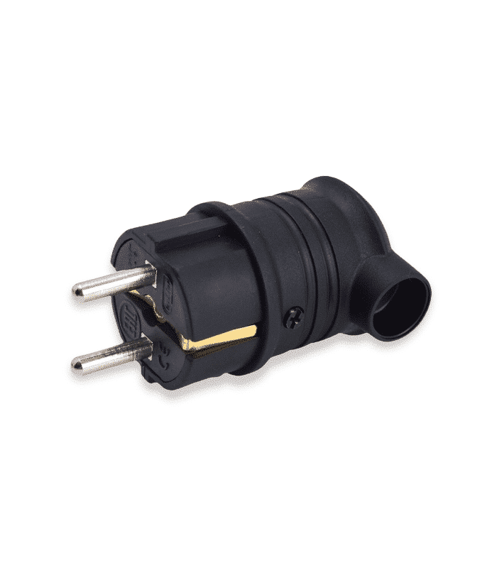 Fiche mâle angulaire en caoutchouc 2P+T 16A IP44