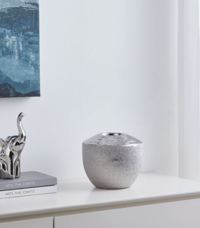Vase en céramique argent 17×19 cm