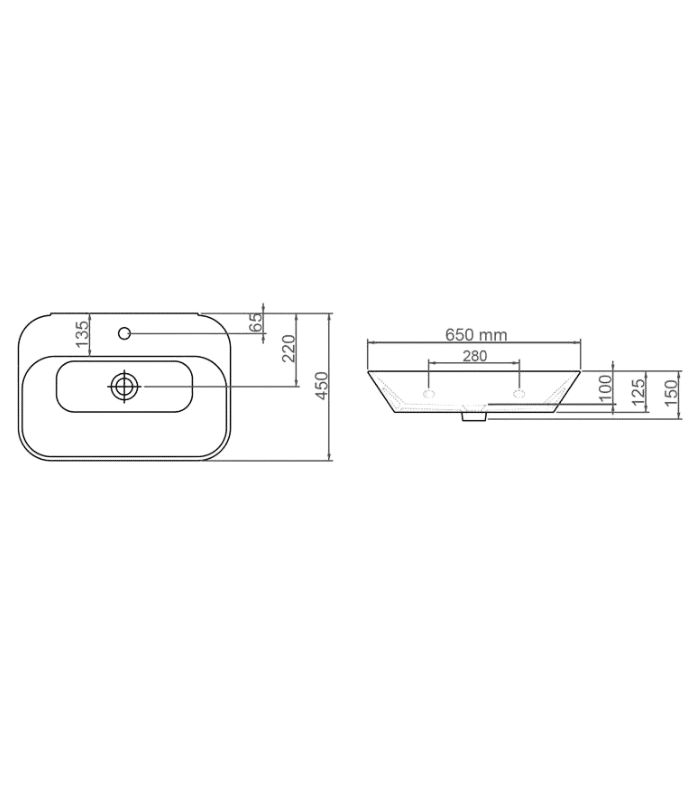 Vasque blanc drop slim 65x45x15cm