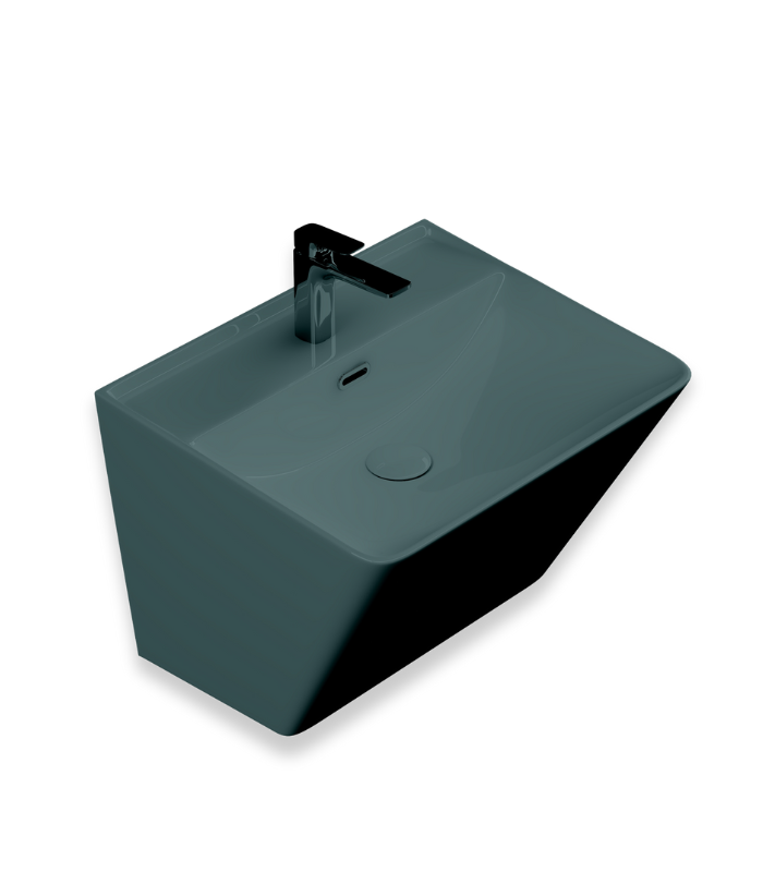 Lavabo monobloc vert ombre quartz 51x40x35,5cm