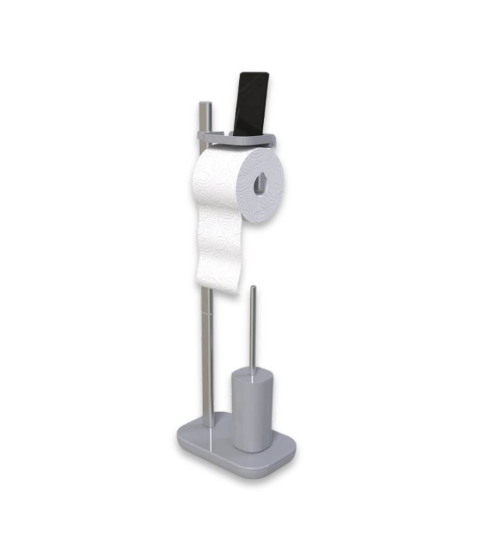 Support Brosse Wc Et Porte-Papier Toilettes Gris