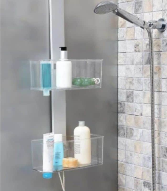 Étagère De Rangement D'Angle Pour Salle De Bain À 2 Niveaux Blanc