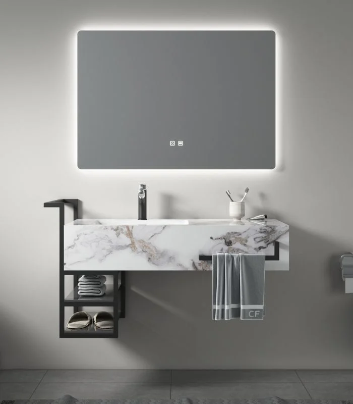 Meuble De Salle De Bain 100 X 50 X 20 Cm Gris Pandora