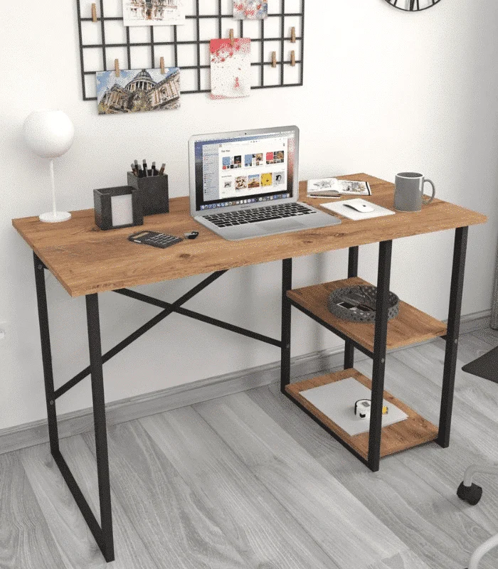 Bureau d'étude avec 2 étagères 60x120x75 cm métal PIN